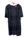 Betsy Johnson Size 14 Navy, Gray, Black Polyester Blend Short Sleeve Dress Navy, Gray, Black / 14