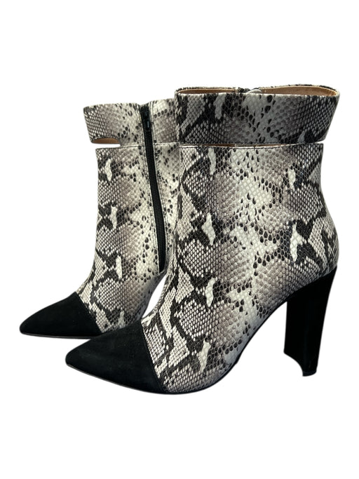 42Gala Shoe Size 7.5 Black & Gray Leather Upper Pointed Toe Side Zip Booties Black & Gray / 7.5