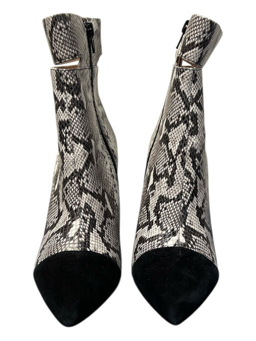 42Gala Shoe Size 7.5 Black & Gray Leather Upper Pointed Toe Side Zip Booties Black & Gray / 7.5