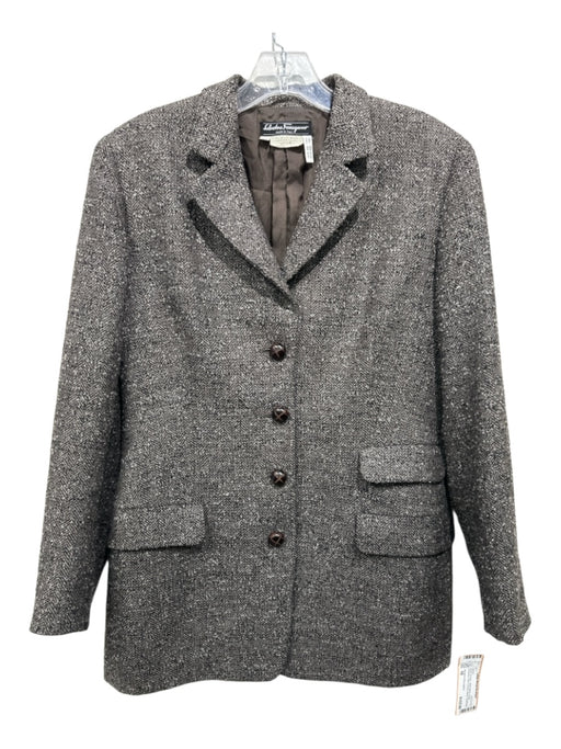 Salvatore Ferragamo Size 42 Brown & Gray Wool Blend Single Breasted Jacket Brown & Gray / 42