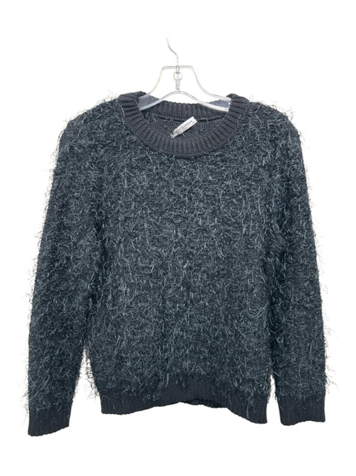 Tiziano Zorzan Size 6 Black Acrylic Blend Fuzzy Ribbed Trim Sweater Black / 6