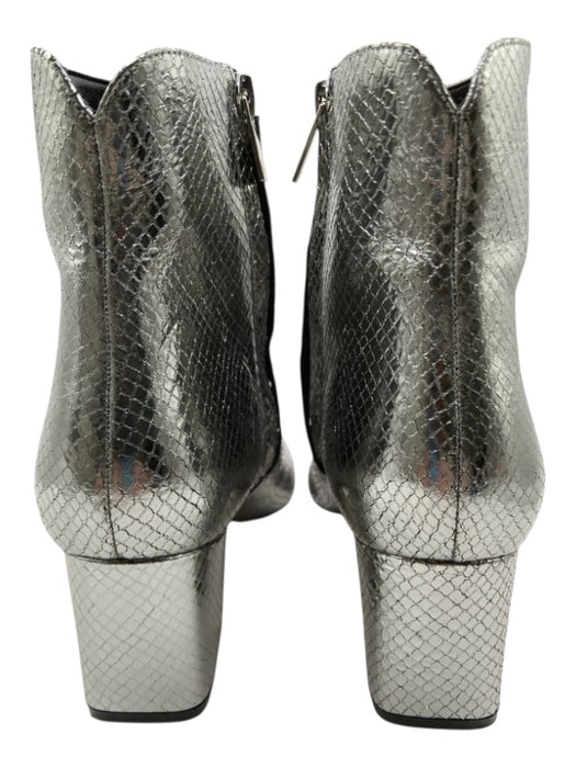 Marc Fisher Shoe Size 9 Silver Faux Leather Snake Embossed Side Zip Boots Silver / 9