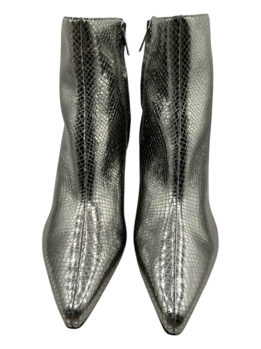 Marc Fisher Shoe Size 9 Silver Faux Leather Snake Embossed Side Zip Boots Silver / 9
