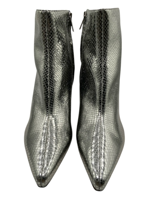 Marc Fisher Shoe Size 9 Silver Faux Leather Snake Embossed Side Zip Boots Silver / 9