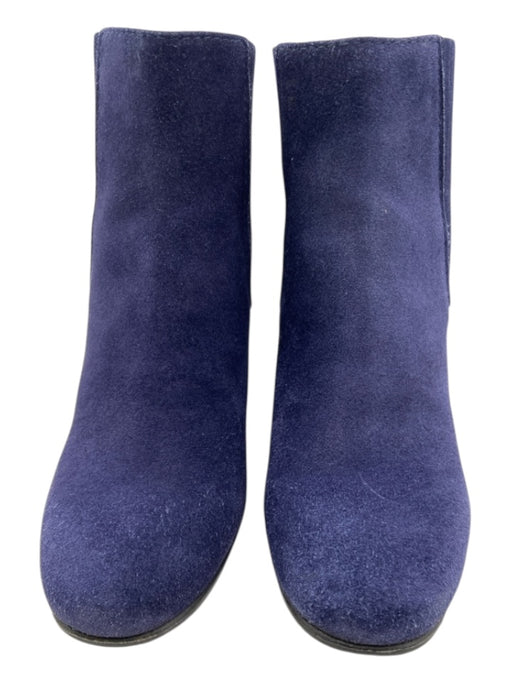 Pedro Garcia Shoe Size 36 Navy Blue Suede Ribbed Block Heel Ankle Chelsea Boots Navy Blue / 36