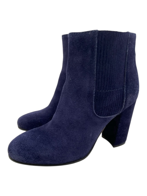 Pedro Garcia Shoe Size 36 Navy Blue Suede Ribbed Block Heel Ankle Chelsea Boots Navy Blue / 36