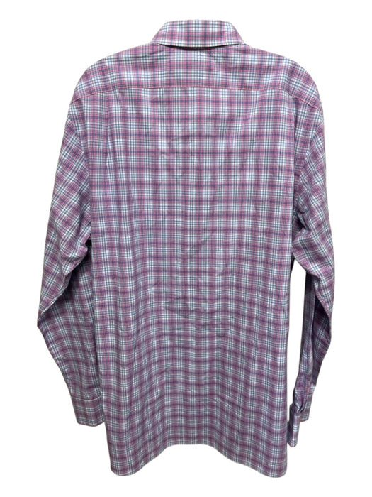 Polo Size L Pink & Blue Cotton Plaid Button up Men's Long Sleeve Shirt Pink & Blue / L