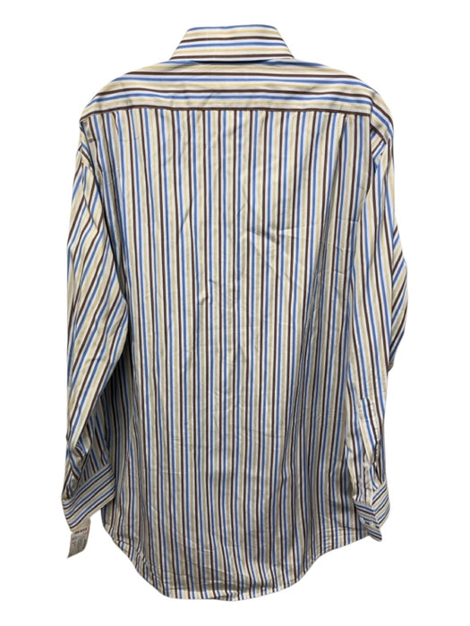 Facconable Size 16 Brown & Yellow Cotton Striped Button up Long Sleeve Shirt Brown & Yellow / 16