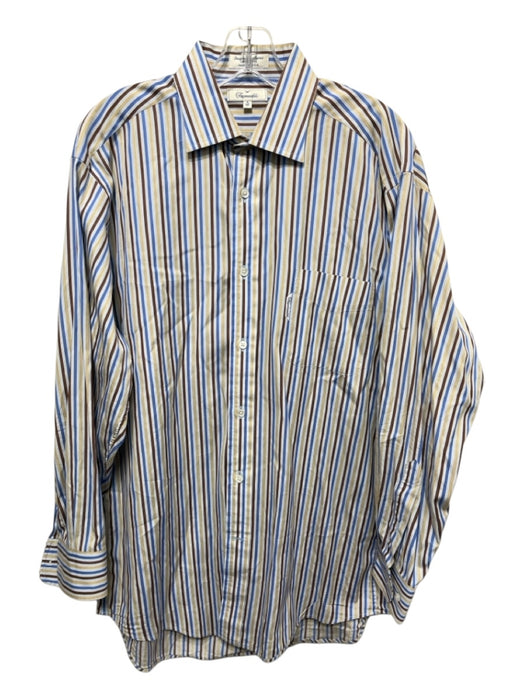 Facconable Size 16 Brown & Yellow Cotton Striped Button up Long Sleeve Shirt Brown & Yellow / 16