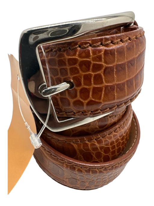 Roger Ximenez Brown Leather Embossed Men's Belt Brown