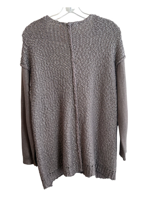 Rebecca Taylor Size L Slate Gray Cotton V Neck Long Sleeve Chunky Knit Sweater Slate Gray / L