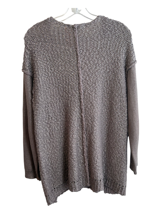 Rebecca Taylor Size L Slate Gray Cotton V Neck Long Sleeve Chunky Knit Sweater Slate Gray / L