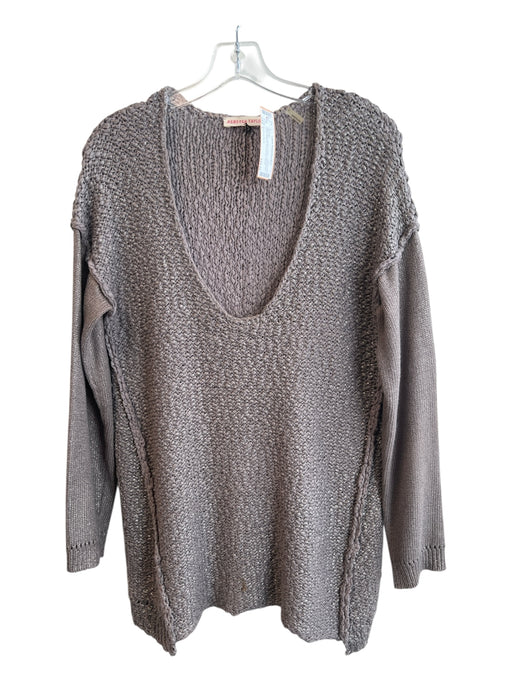 Rebecca Taylor Size L Slate Gray Cotton V Neck Long Sleeve Chunky Knit Sweater Slate Gray / L