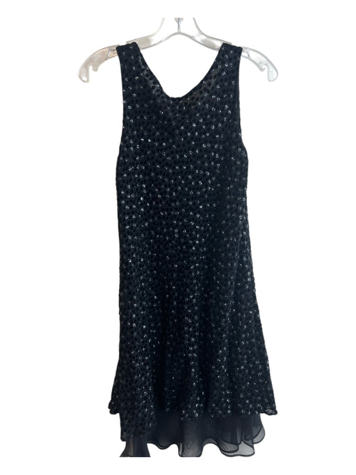 Unknown Size XS Black Rayon Blend Sleeveless Wide Round Neckline Glitter Dress Black / XS