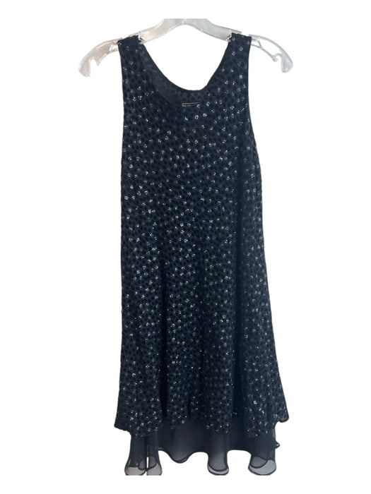 Unknown Size XS Black Rayon Blend Sleeveless Wide Round Neckline Glitter Dress Black / XS