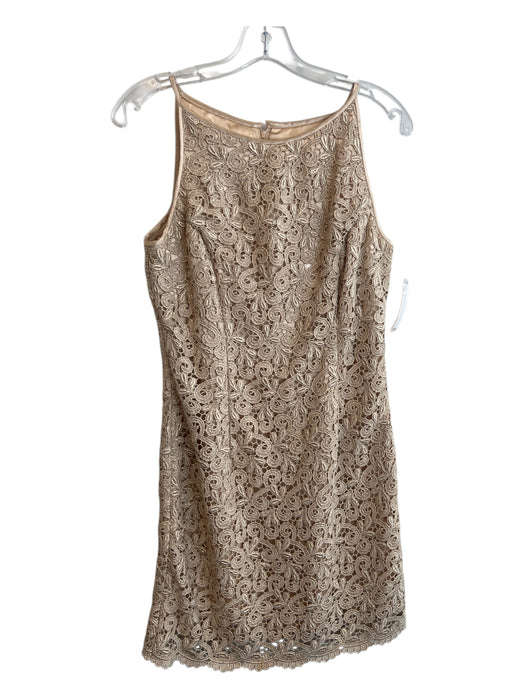Jessica McClintock Size 8 Champagne Acetate Blend Boat Neck Sleeveless Dress Champagne / 8