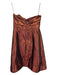 Badgley Mischka Size 6 Brown, Red, Gold Polyester Strapless Knee length Dress Brown, Red, Gold / 6