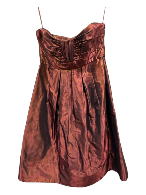 Badgley Mischka Size 6 Brown, Red, Gold Polyester Strapless Knee length Dress Brown, Red, Gold / 6
