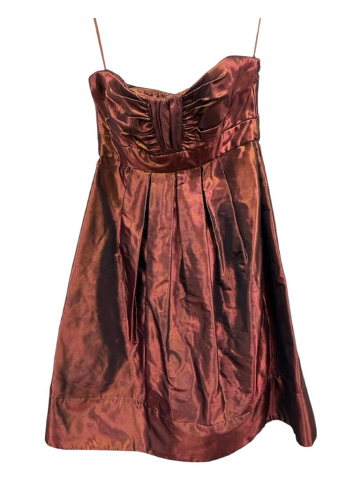 Badgley Mischka Size 6 Brown, Red, Gold Polyester Strapless Knee length Dress Brown, Red, Gold / 6