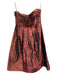 Badgley Mischka Size 6 Brown, Red, Gold Polyester Strapless Knee length Dress Brown, Red, Gold / 6