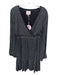Victoria Dunn Size M Black & Silver Viscose Long Sleeve Striped Below knee Dress Black & Silver / M