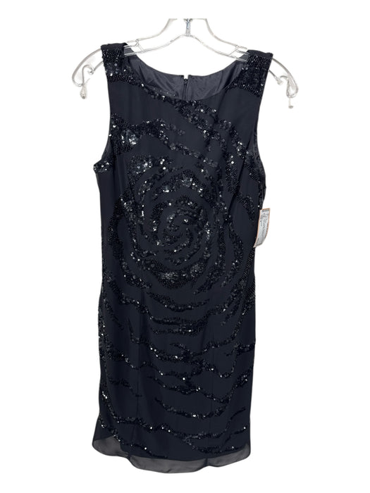 Pronovias Size 8 Black Acetate Sequined Swirl Sleeveless Mini Dress Black / 8