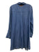 Tibi Size M Blue Wash Tencel Long Sleeve Buttons Waist tie Mini Dress Blue Wash / M