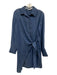Tibi Size M Blue Wash Tencel Long Sleeve Buttons Waist tie Mini Dress Blue Wash / M