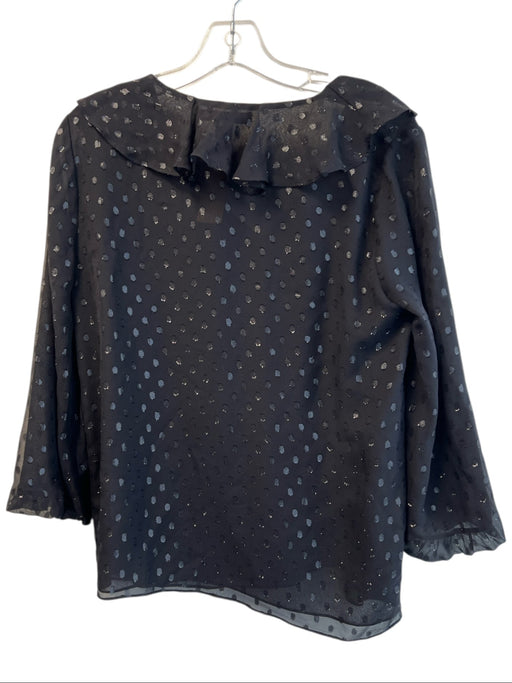 Lilly Pulitzer Size S Black Silk Blend Lining Detail V Neck Polka dot Top Black / S