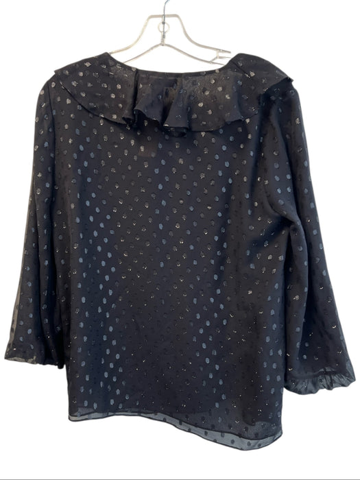 Lilly Pulitzer Size S Black Silk Blend Lining Detail V Neck Polka dot Top Black / S