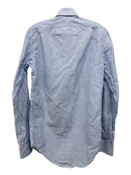 Sid Mashburn Size Est M White & Blue Cotton Striped Men's Long Sleeve Shirt White & Blue / Est M