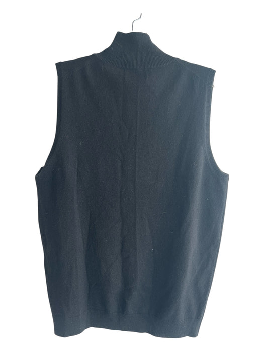 Neiman Marcus Size M Black Cashmere Turleneck Sleeveless Cropped Knit Top Black / M