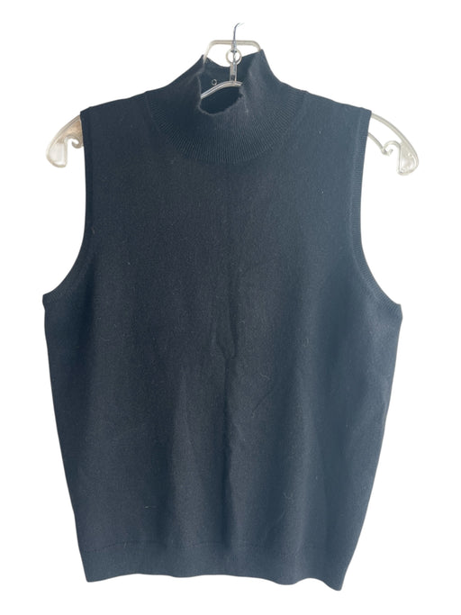 Neiman Marcus Size M Black Cashmere Turleneck Sleeveless Cropped Knit Top Black / M