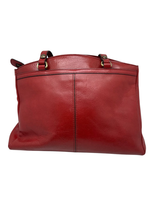 Patricia Nash Red Leather Shoulder Straps Floral Embossed Western Bag Red