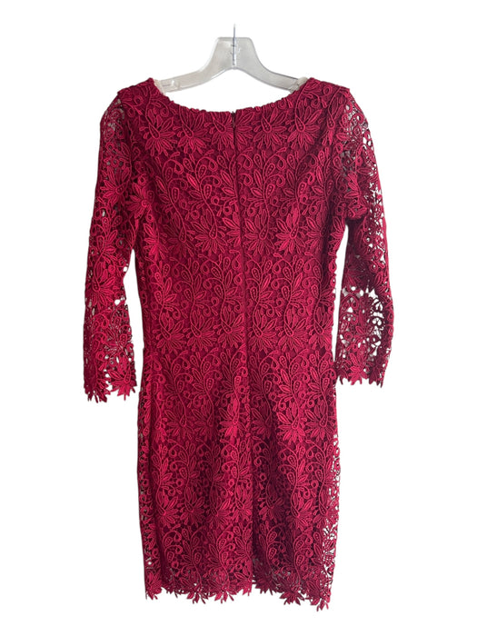 Rubber Ducky Size M Red Polyester Floral Lace Lining Detail Quarter Sleeve Dress Red / M
