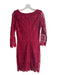 Rubber Ducky Size M Red Polyester Floral Lace Lining Detail Quarter Sleeve Dress Red / M