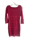 Rubber Ducky Size M Red Polyester Floral Lace Lining Detail Quarter Sleeve Dress Red / M