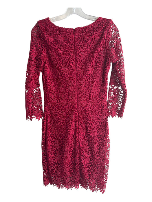 Rubber Ducky Size M Red Polyester Floral Lace Lining Detail Quarter Sleeve Dress Red / M
