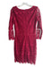 Rubber Ducky Size M Red Polyester Floral Lace Lining Detail Quarter Sleeve Dress Red / M