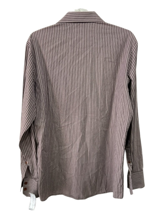 Hugo Boss Size L Brown Cotton Blend Striped Button Down Men's Long Sleeve Shirt L