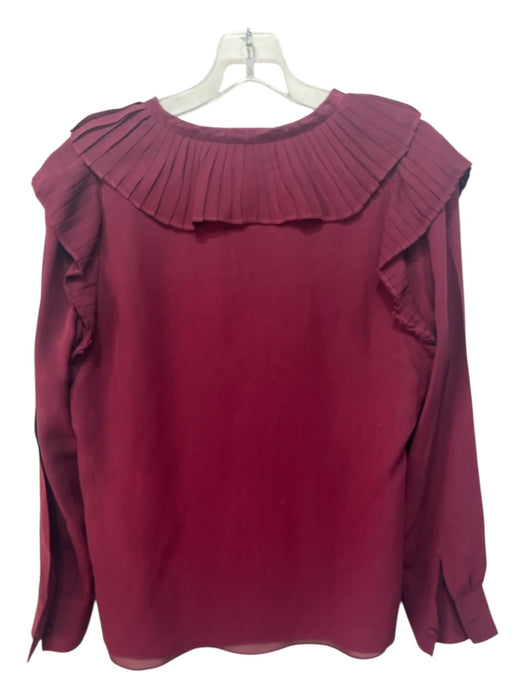 Tory Burch Size 6 Burgundy Red Silk Long Sleeve Ruffle Neckline Neck Tie Top Burgundy Red / 6
