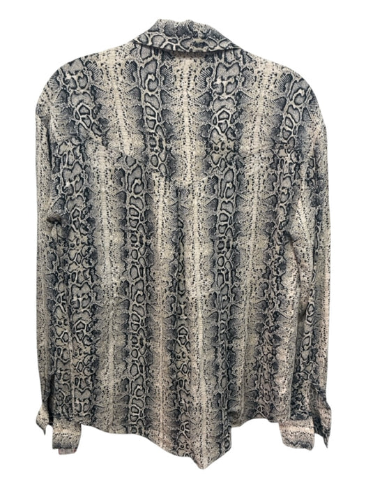 Les Coyotes de Paris Size 36 Beige & Black Viscose Long Sleeve Snake Print Top Beige & Black / 36