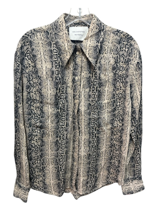 Les Coyotes de Paris Size 36 Beige & Black Viscose Long Sleeve Snake Print Top Beige & Black / 36
