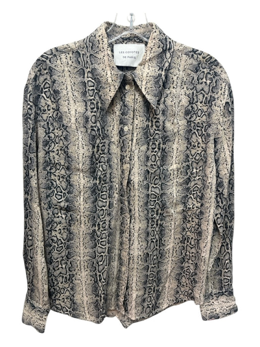 Les Coyotes de Paris Size 36 Beige & Black Viscose Long Sleeve Snake Print Top Beige & Black / 36