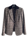 Ellen Tracy Size 0 brown multi Wool Plaid Button Front Velvet Collar Blazer Coat brown multi / 0