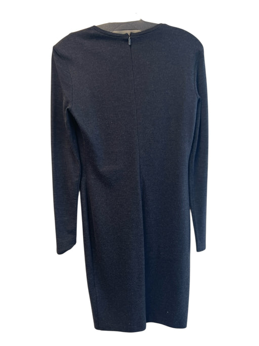 MaxMara Size Est M gray multi Wool Long Sleeve Below Knee zipper back Dress gray multi / Est M