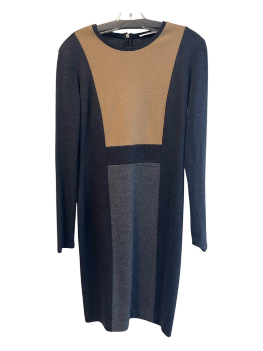 MaxMara Size Est M gray multi Wool Long Sleeve Below Knee zipper back Dress gray multi / Est M