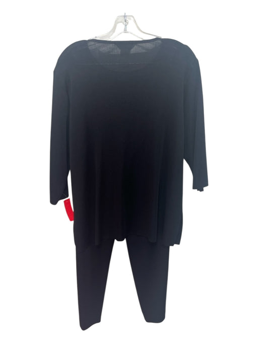 Misook Size 1XL / L Black Acrylic Ribbed Long Sleeve Elastic Waist Pant Set Black / 1XL / L
