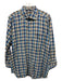 Peter Millar Size L Blue & Tan Cotton Plaid Button Up Men's Long Sleeve Shirt Blue & Tan / L