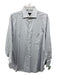 Zegna Size 17 White & Blue Cotton Striped Button Up Men's Long Sleeve Shirt White & Blue / 17